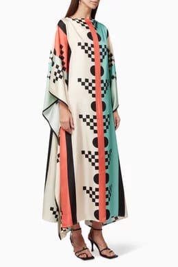 Orange Blue Geometric Kaftan HNK-0028