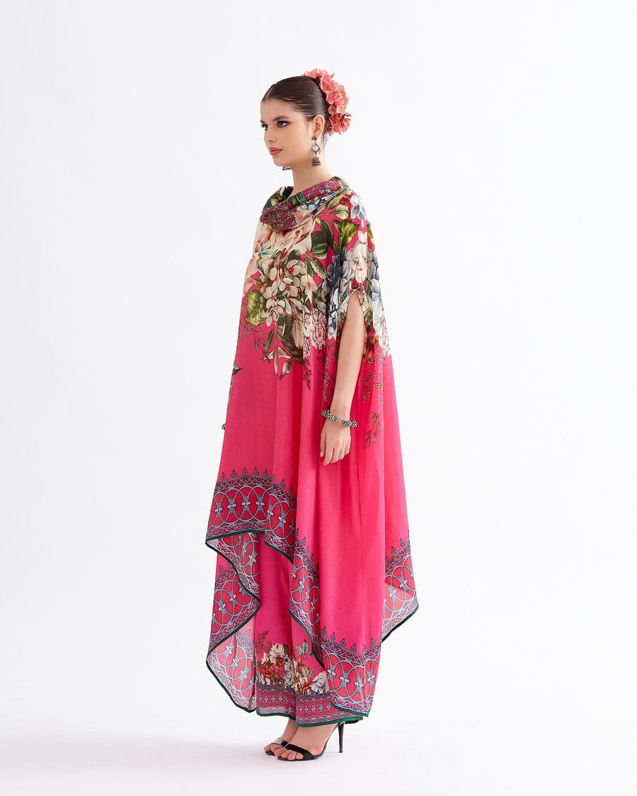 Fuchsia Owl Neck Kaftan Set HVF-0001