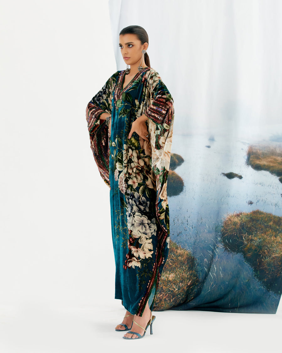 Velvet Kaftan Green HVC-0001