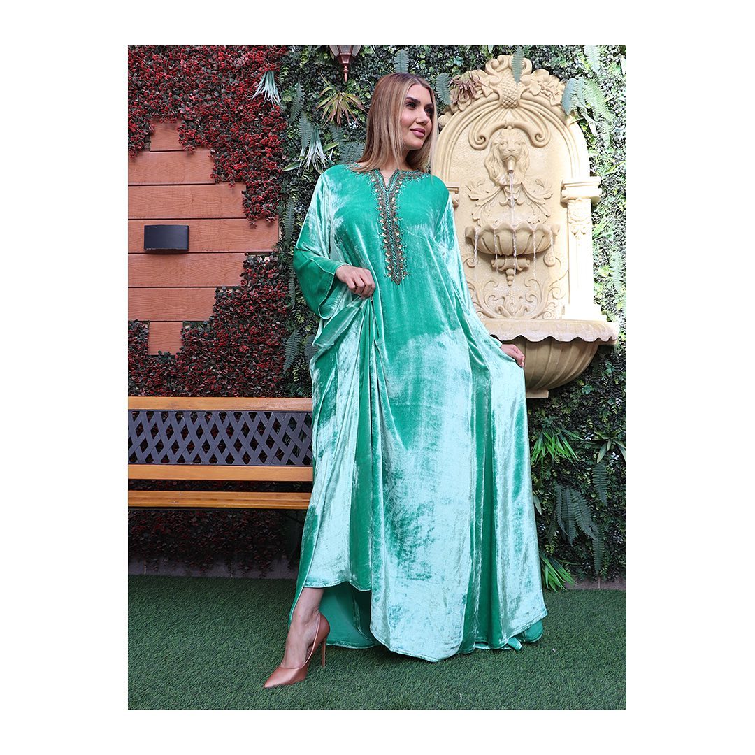 Light Green Velvet Gown HVC-0006