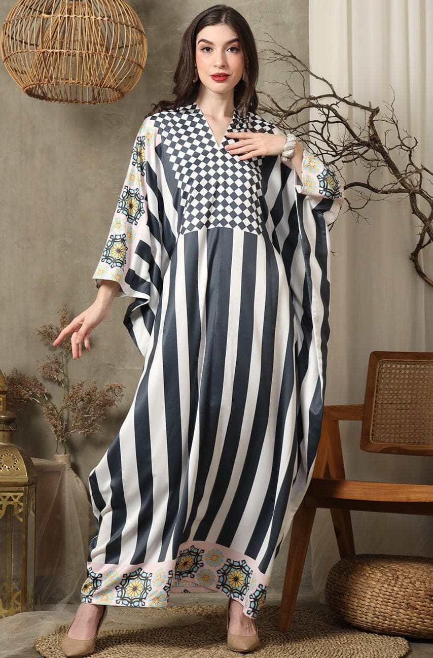 Pink Stripe Silk Kaftan HSK-0008