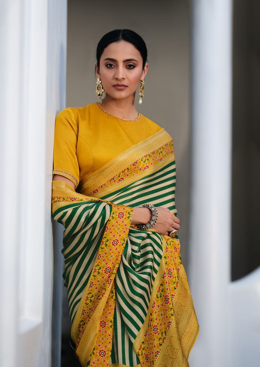 Green Patola Printed Saree HSC-0005