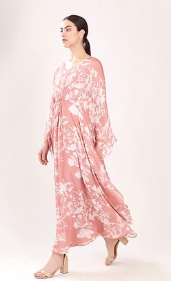 Pink & White Floral Kaftan HLK-0198