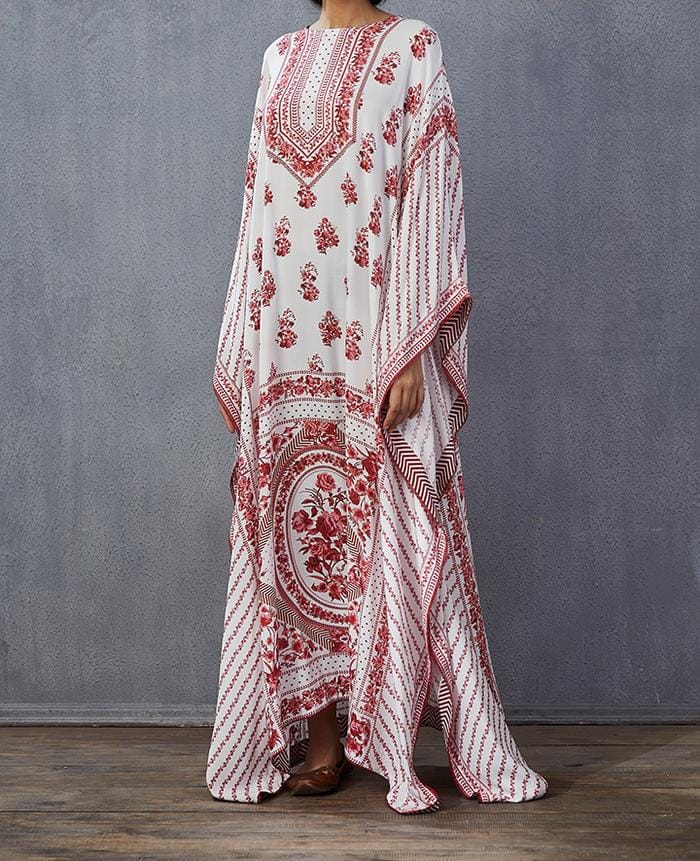 Floral Red Kaftan  HLK-0205