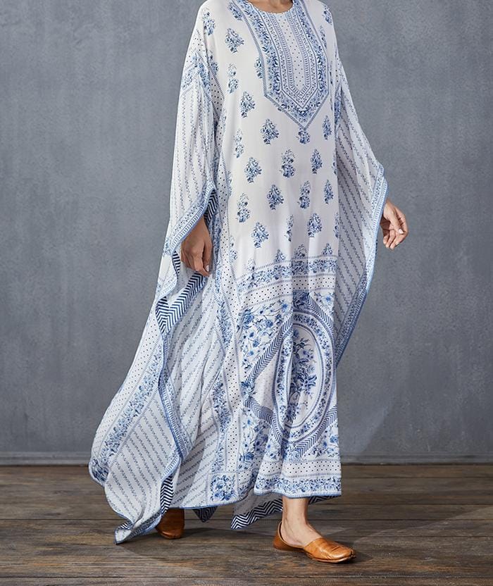 Floral Blue Kaftan  HLK-0206