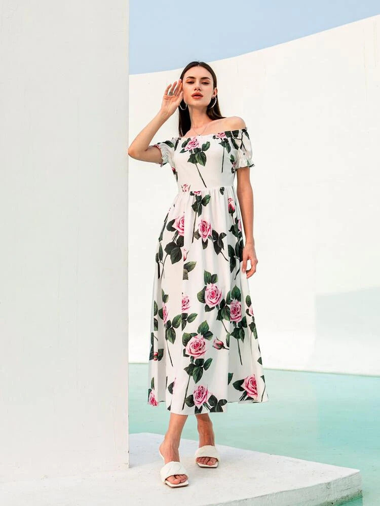 D&G White Floral Frock HLF-0046