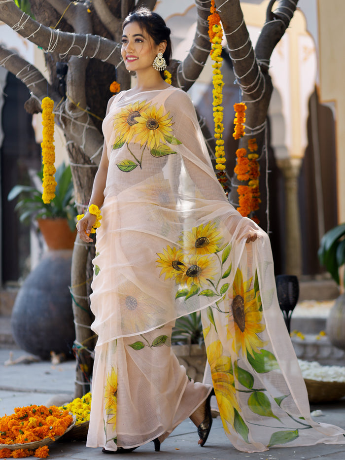 Print  Sunflower Sari HSC-0008