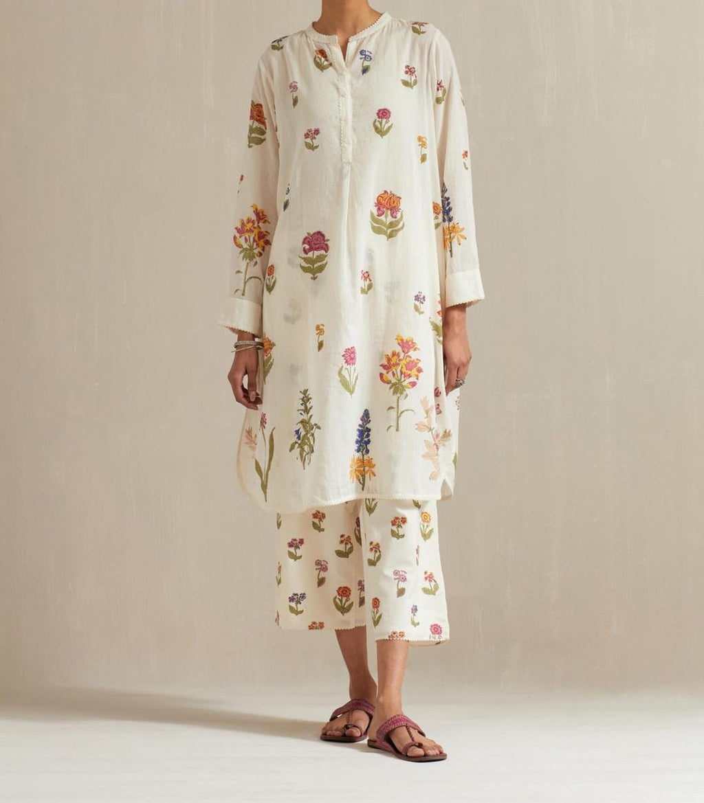 Off White Printed  Kurta Set