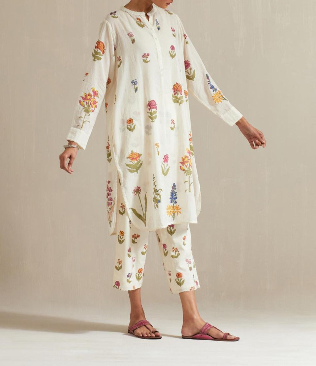 Off White Printed  Kurta Set