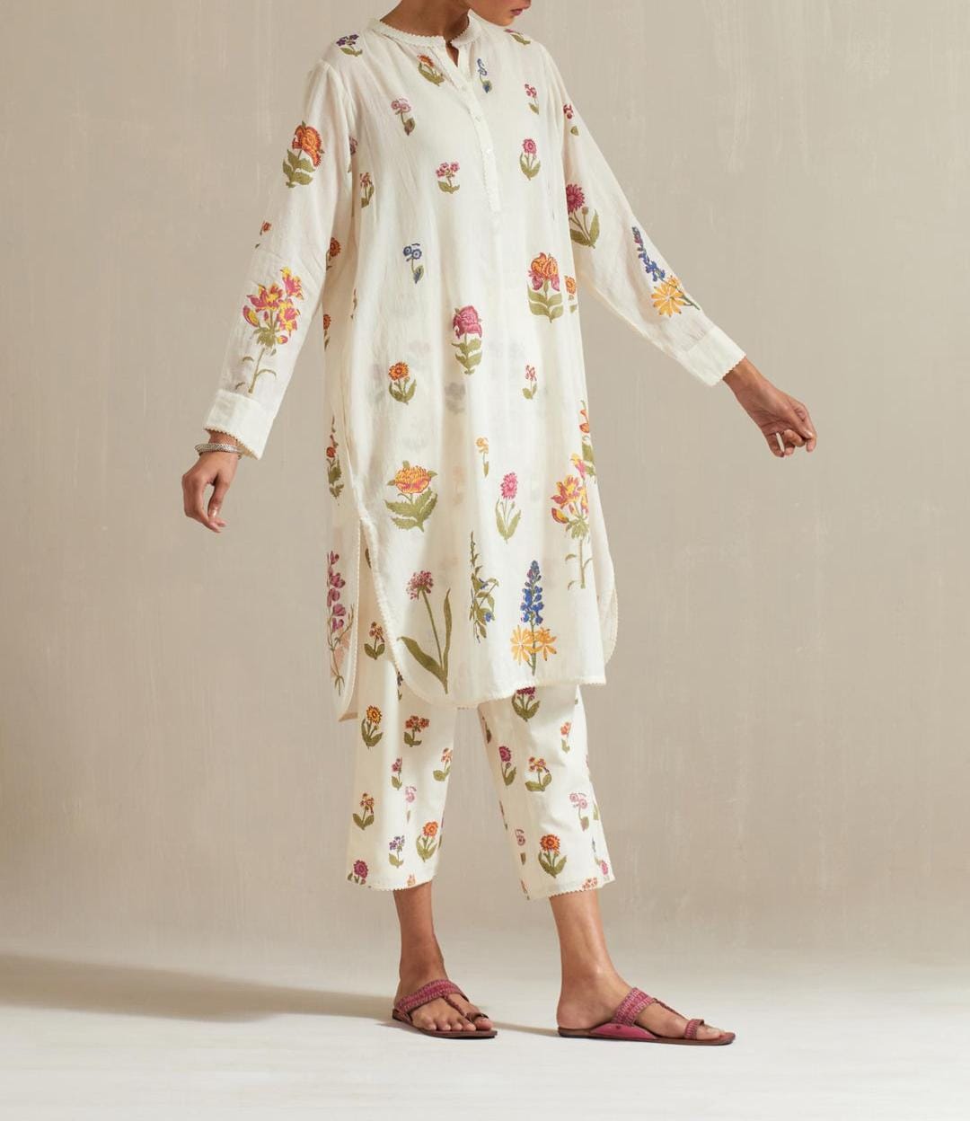 Off White Printed  Kurta Set
