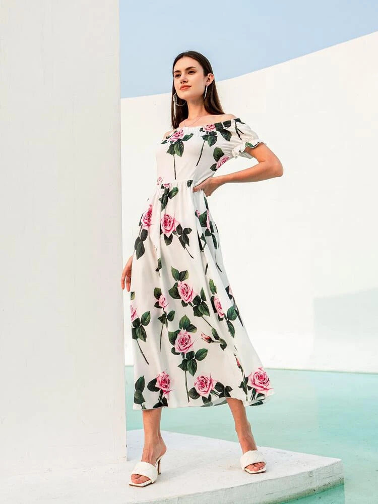 D&G White Floral Frock HLF-0046