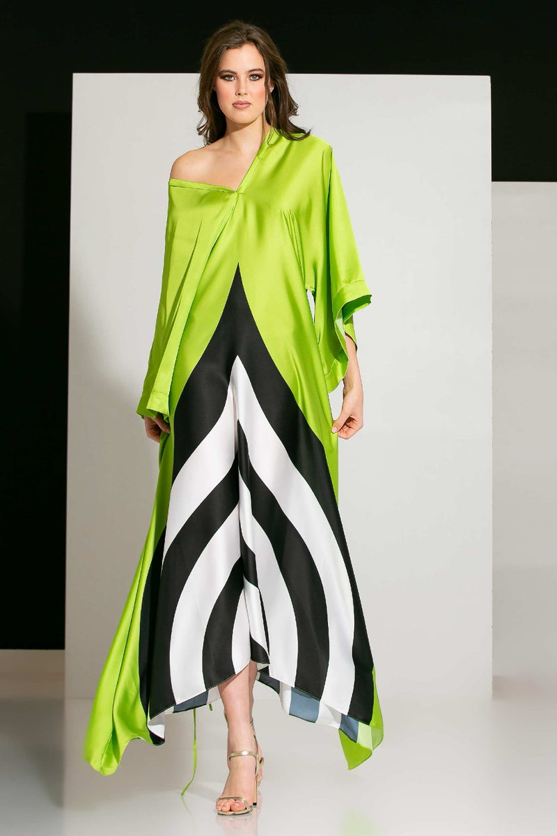 Green Black Long Dress HWD-0030