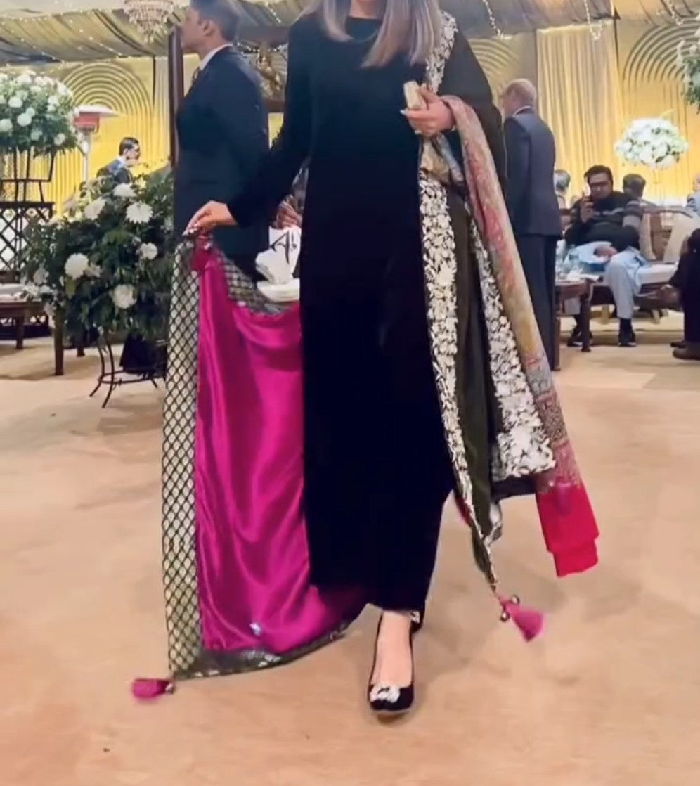 Velvet Shawl with plain dress