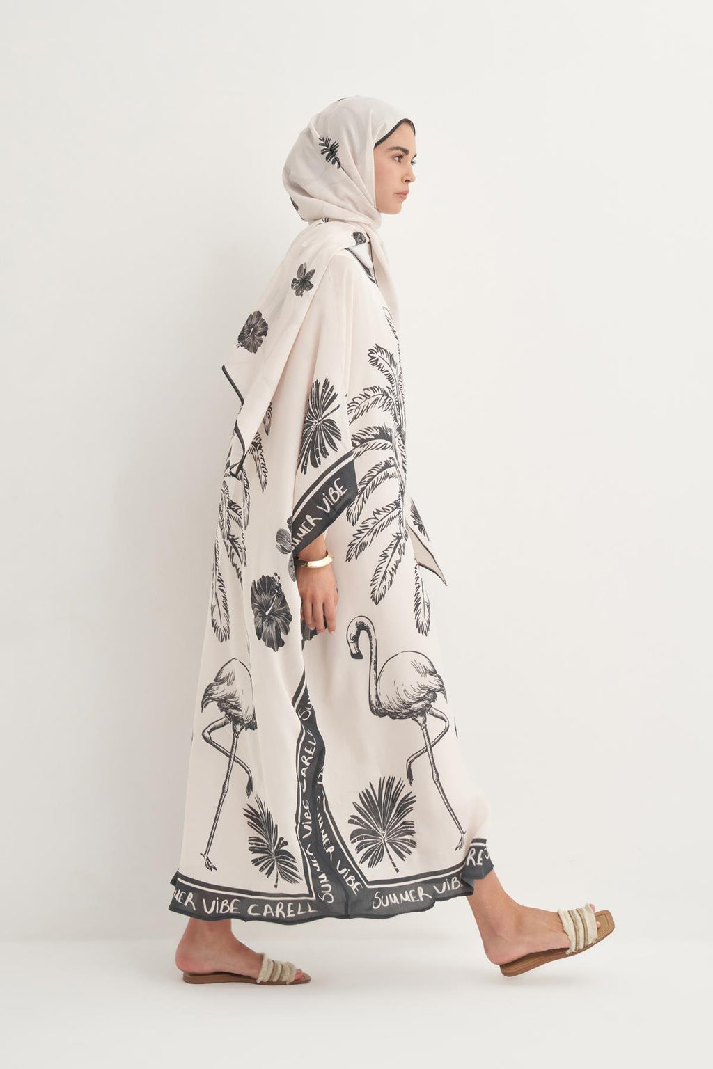 Abaya kaftan black and white 1