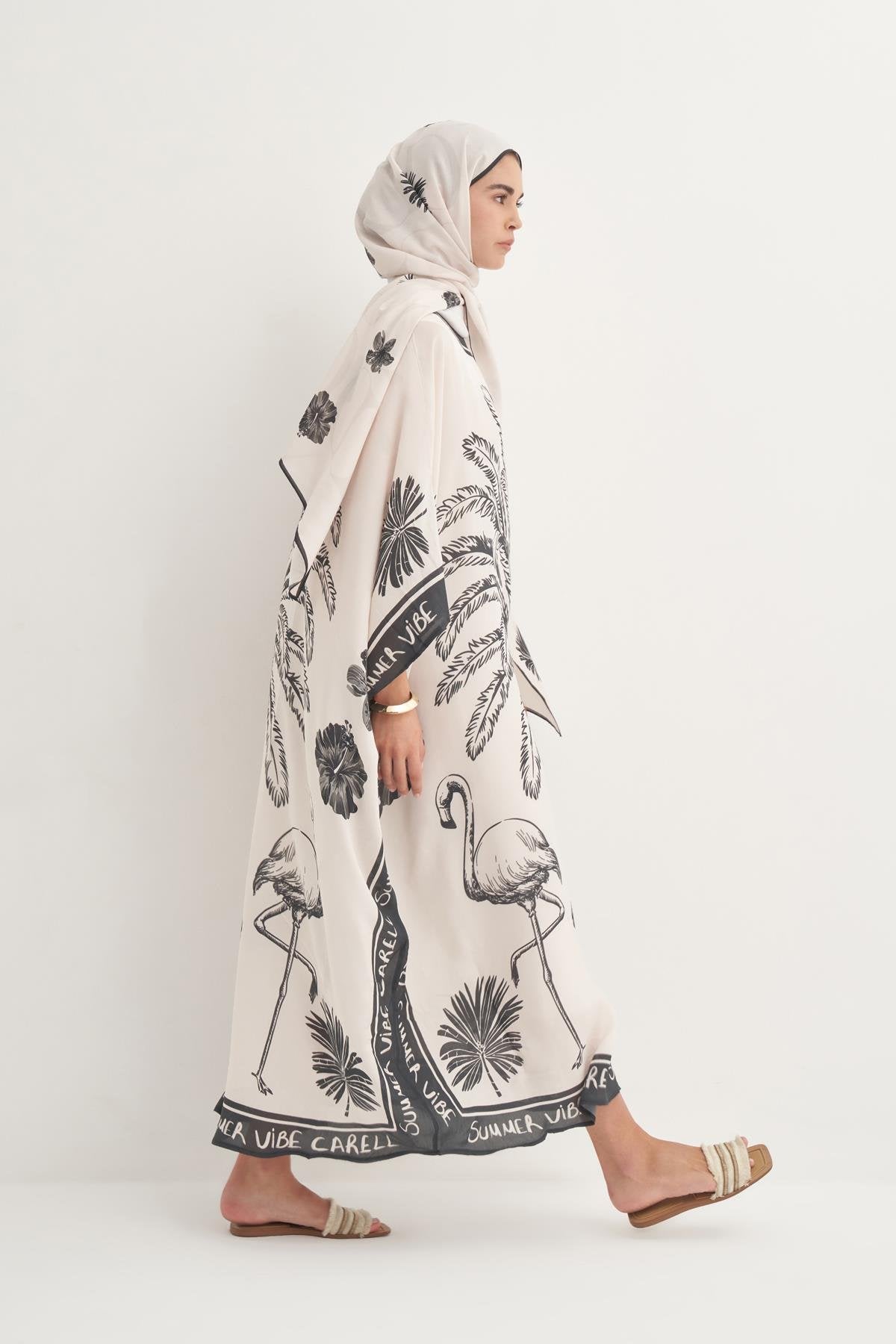 Abaya kaftan black and white 1